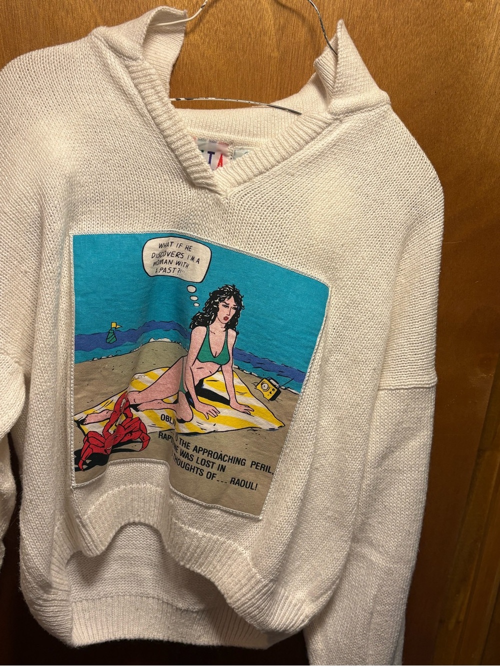 vintage 1980s Pasta brand comic strip knit sweater